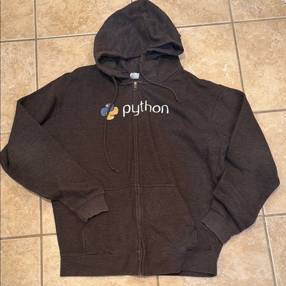 Tech Men's Dark Charcoal Python Zip-Up Hoodie